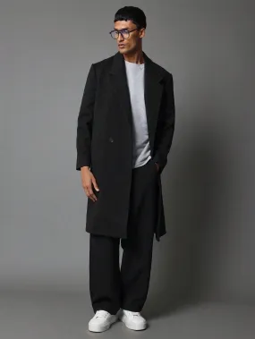 Double Breasted Textured Overcoat