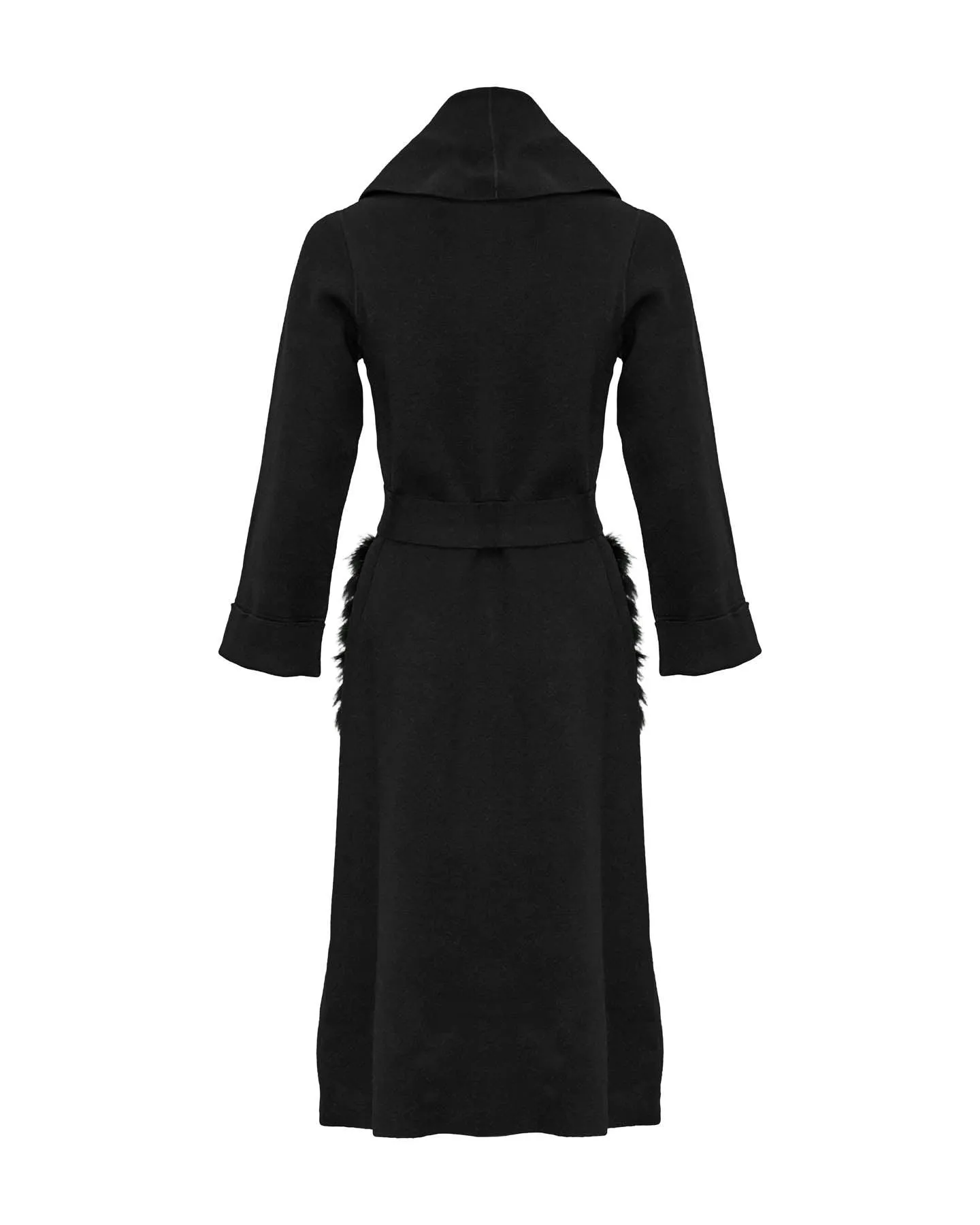 Double Face Cashmere Wool Blend Long Coat Black