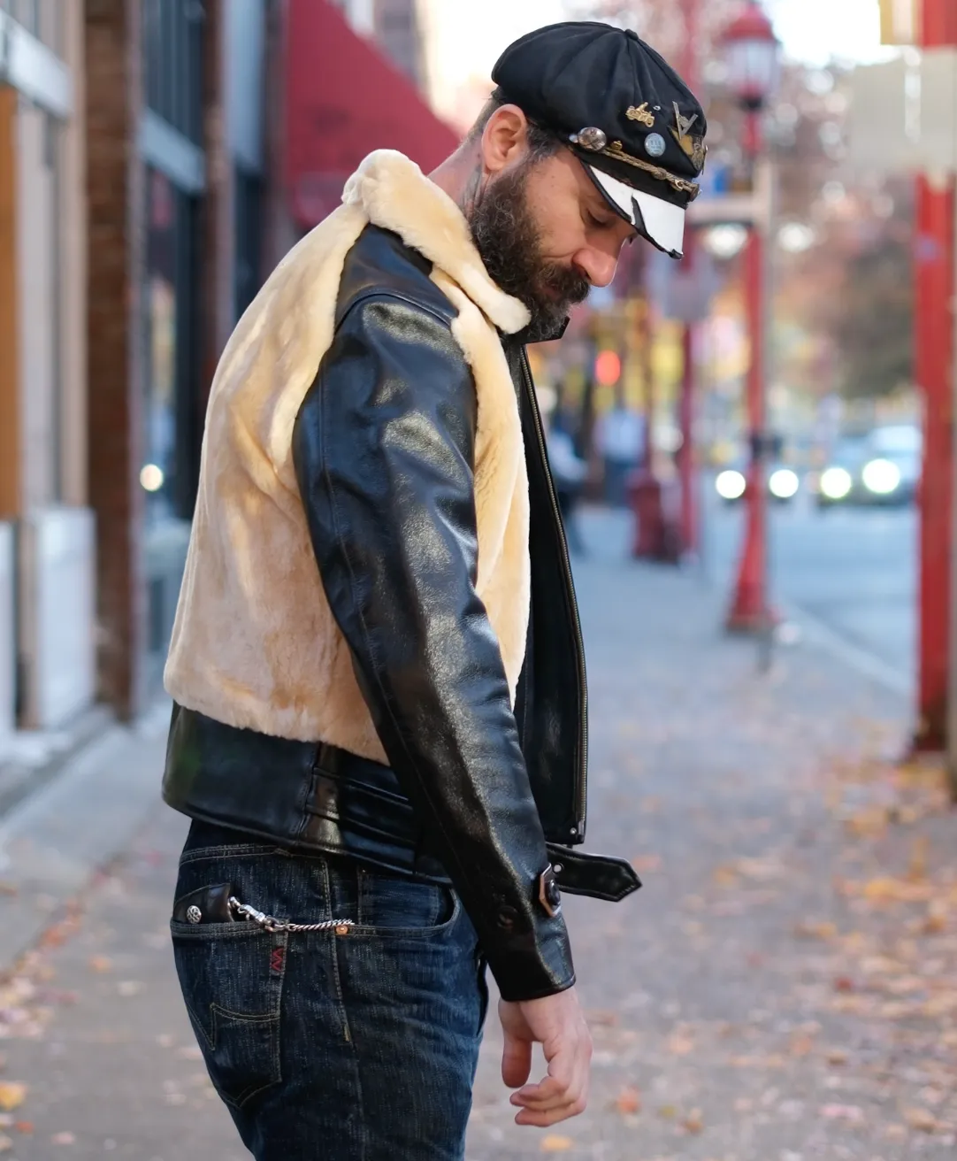 Double Helix "Chief" Horsehide and Shearling Grizzly Jacket