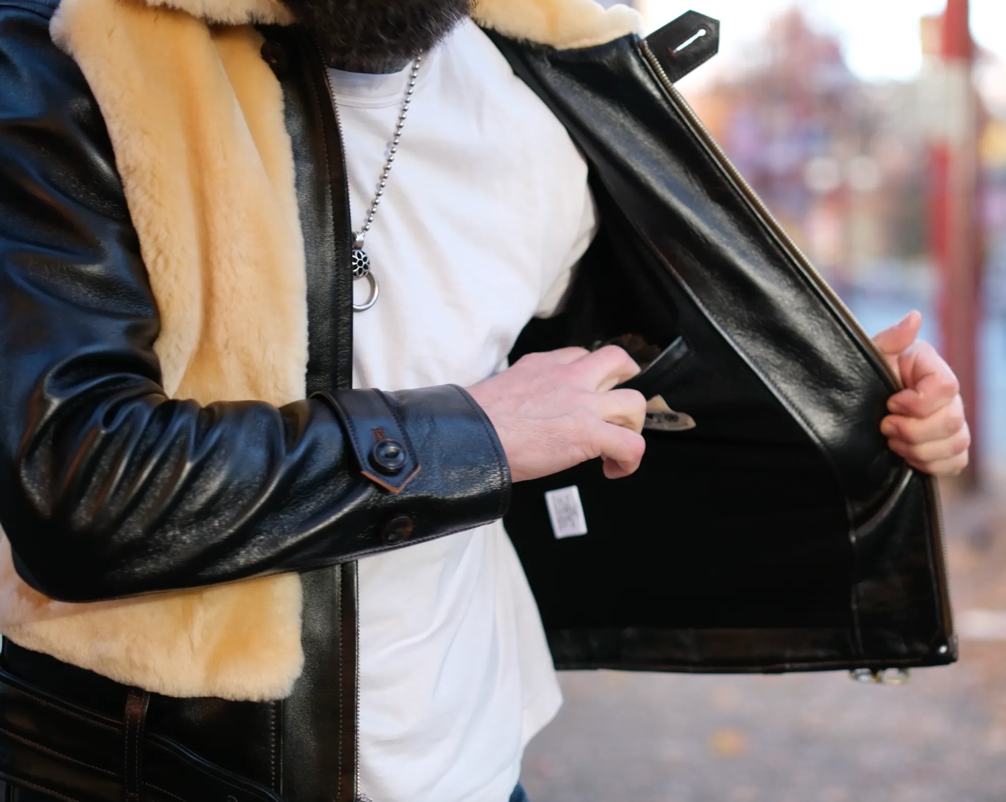 Double Helix "Chief" Horsehide and Shearling Grizzly Jacket