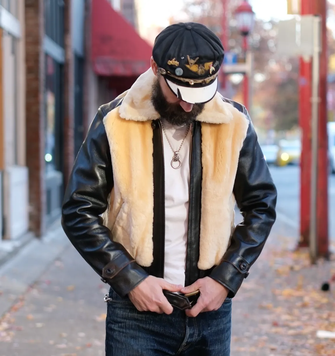 Double Helix "Chief" Horsehide and Shearling Grizzly Jacket