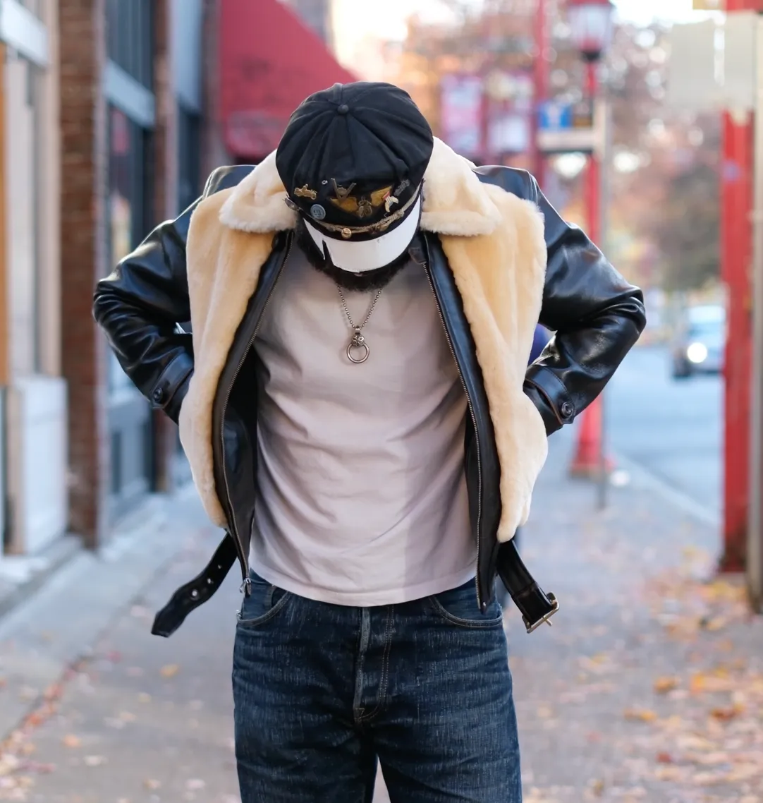 Double Helix "Chief" Horsehide and Shearling Grizzly Jacket