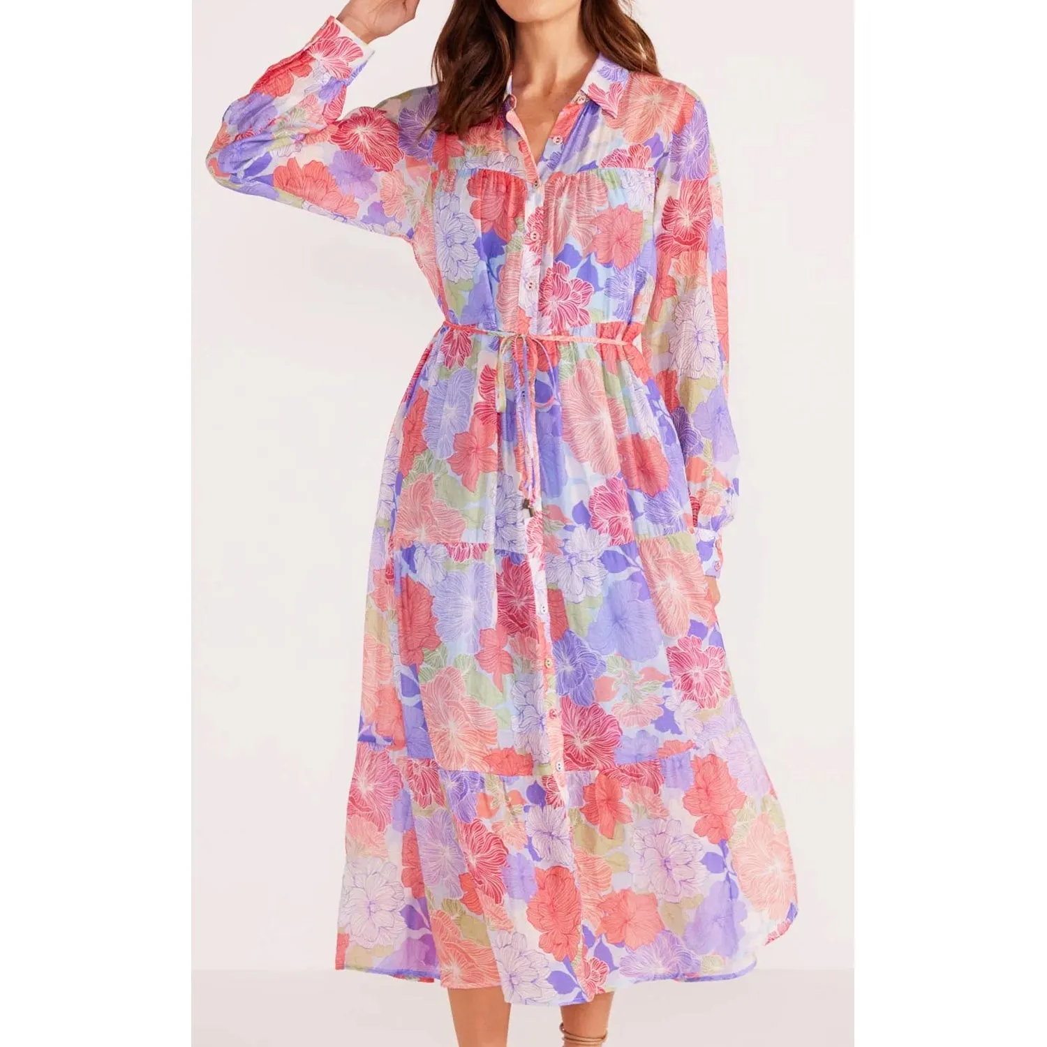 Dress Belle Button Down Midi - Spring Blooms