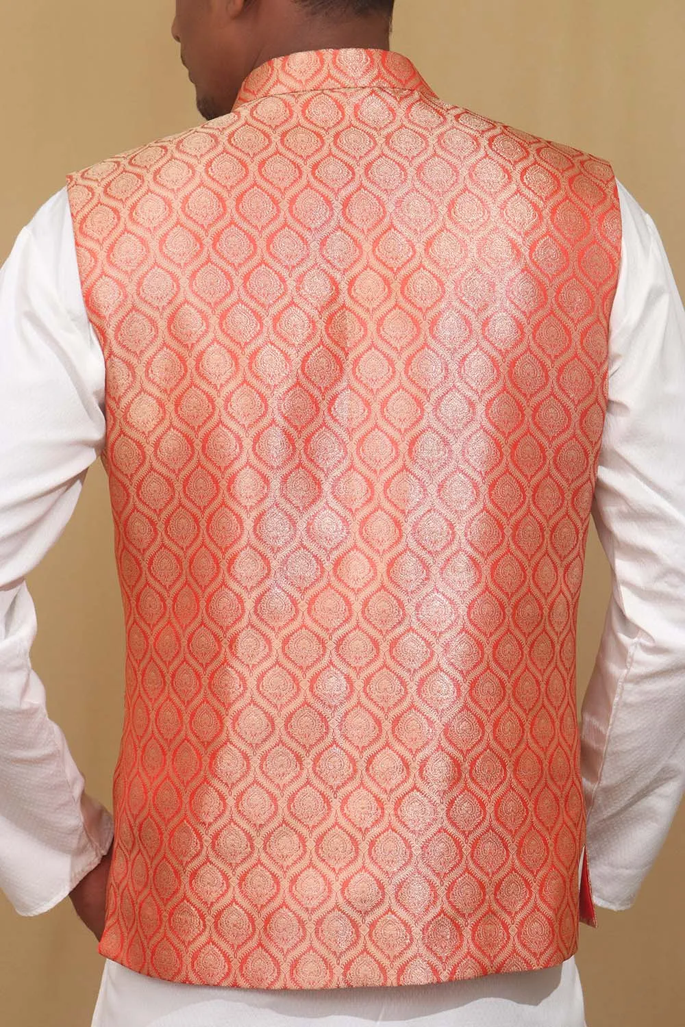 Elegant Orange Banarasi Brocade Silk Jacket: A Timeless Statement Piece