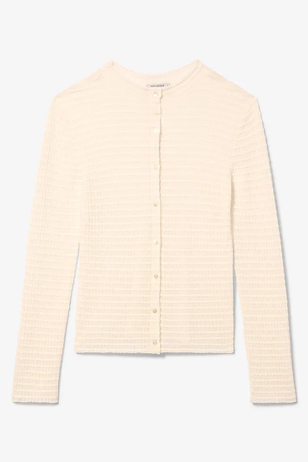 Emerson Cardigan - Airy Stripe Knit :: Meringue