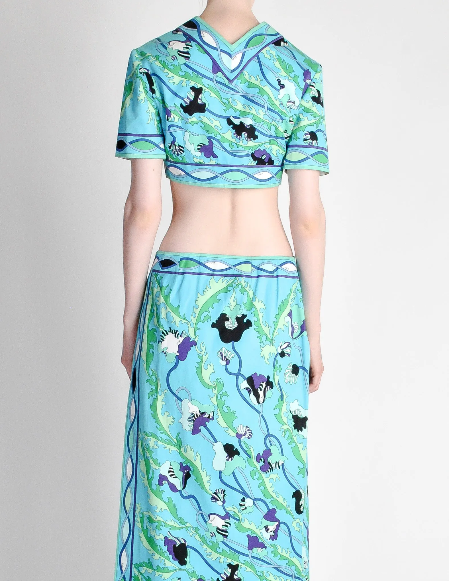 Emilio Pucci Vintage Blue Floral Print Harem Set