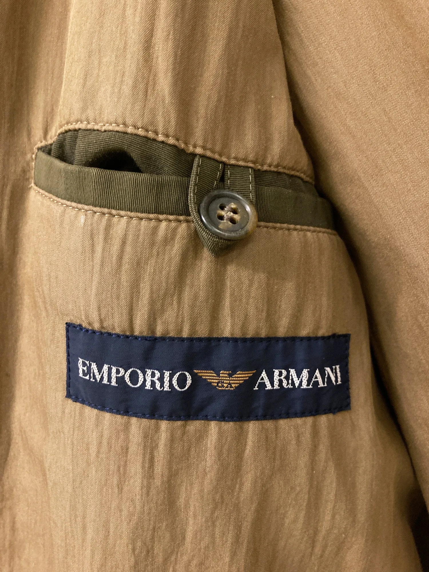 Emporio Armani 1980s padded khaki hooded parka - M