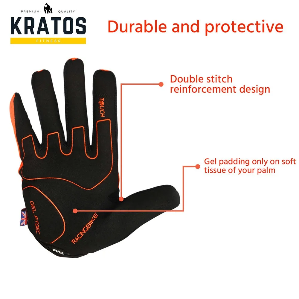 Enduro MTB Orange Full Finger Gloves For Women & Men | Anti-Slip | Touchscreen