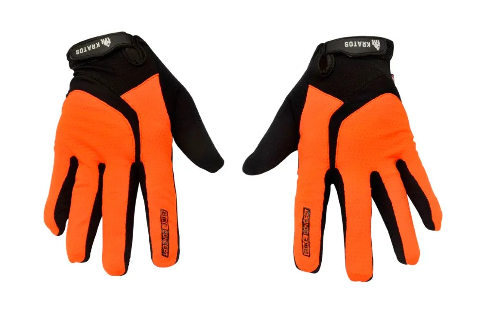 Enduro MTB Orange Full Finger Gloves For Women & Men | Anti-Slip | Touchscreen