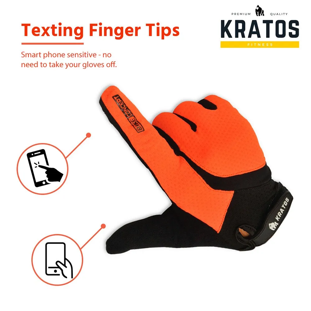 Enduro MTB Orange Full Finger Gloves For Women & Men | Anti-Slip | Touchscreen