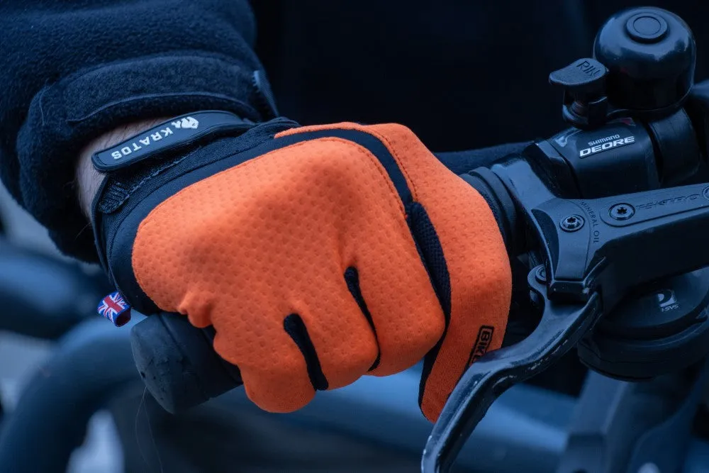 Enduro MTB Orange Full Finger Gloves For Women & Men | Anti-Slip | Touchscreen