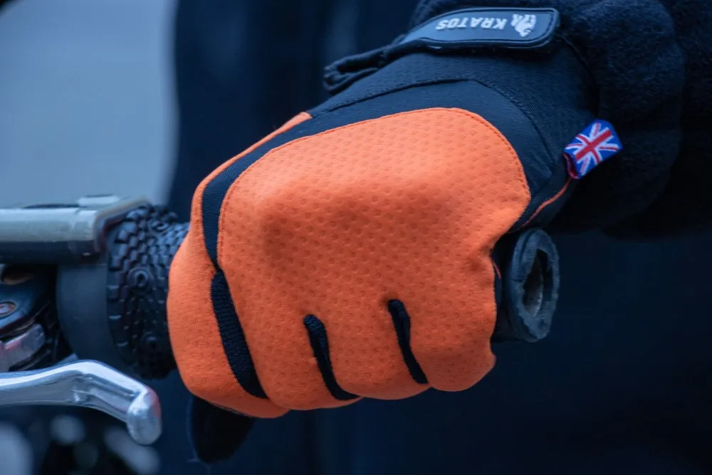 Enduro MTB Orange Full Finger Gloves For Women & Men | Anti-Slip | Touchscreen