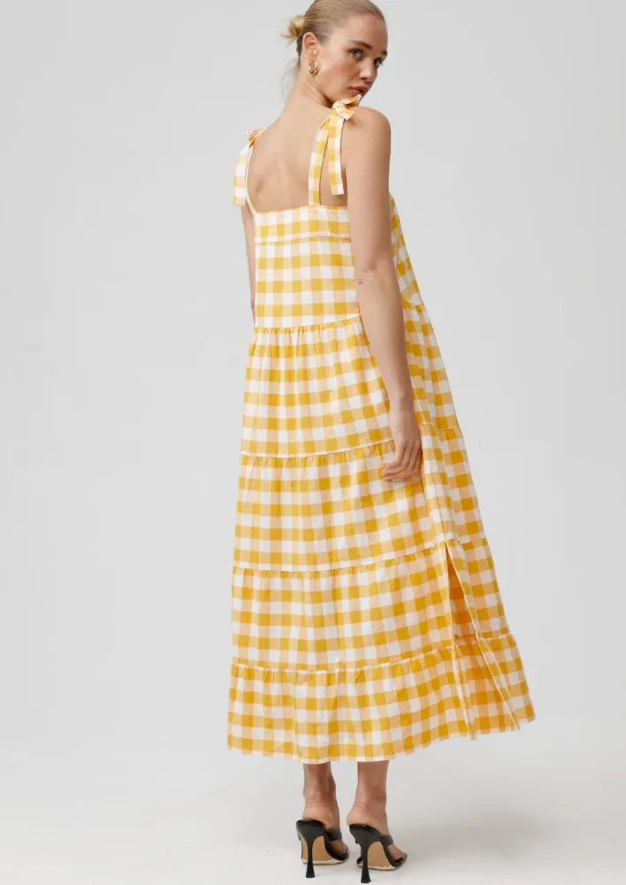 Erin Dress Orange Gingham