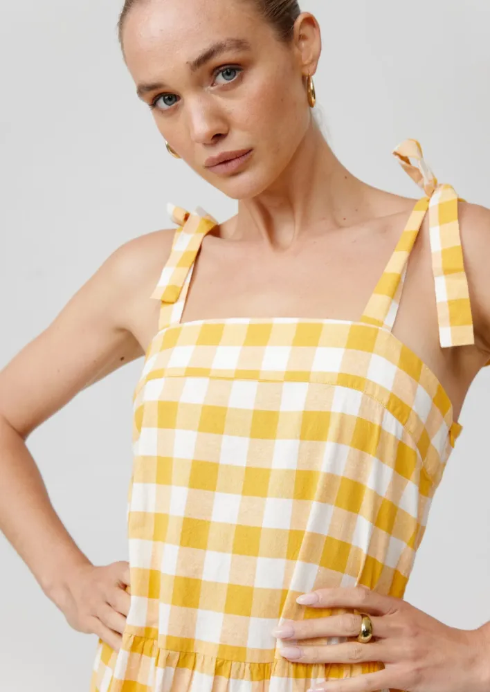 Erin Dress Orange Gingham