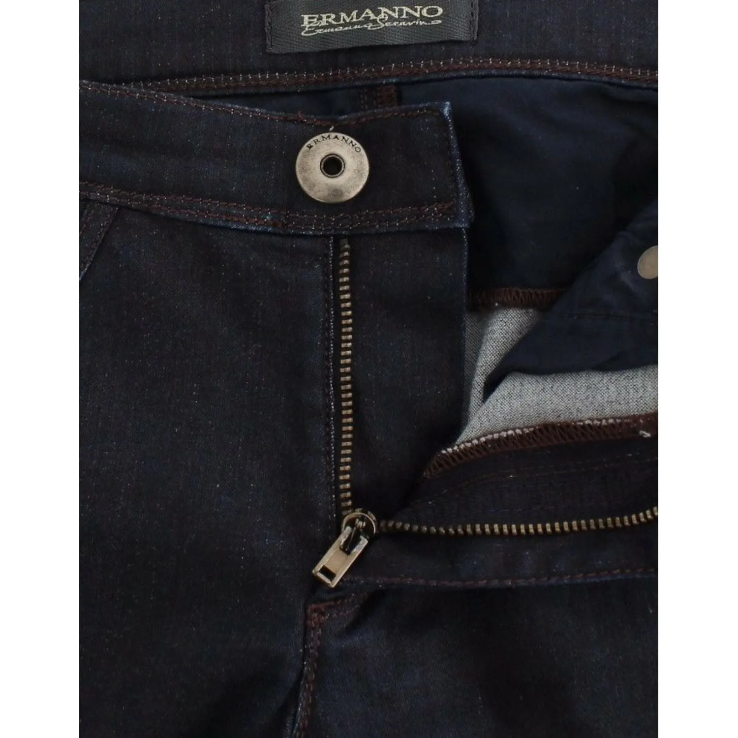 Ermanno Scervino Chic Dark Blue Slim Jeans for Elegant Style