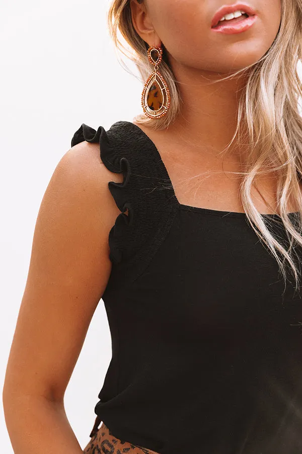 Feeling Fantastic Ruffle Shift Tank in Black