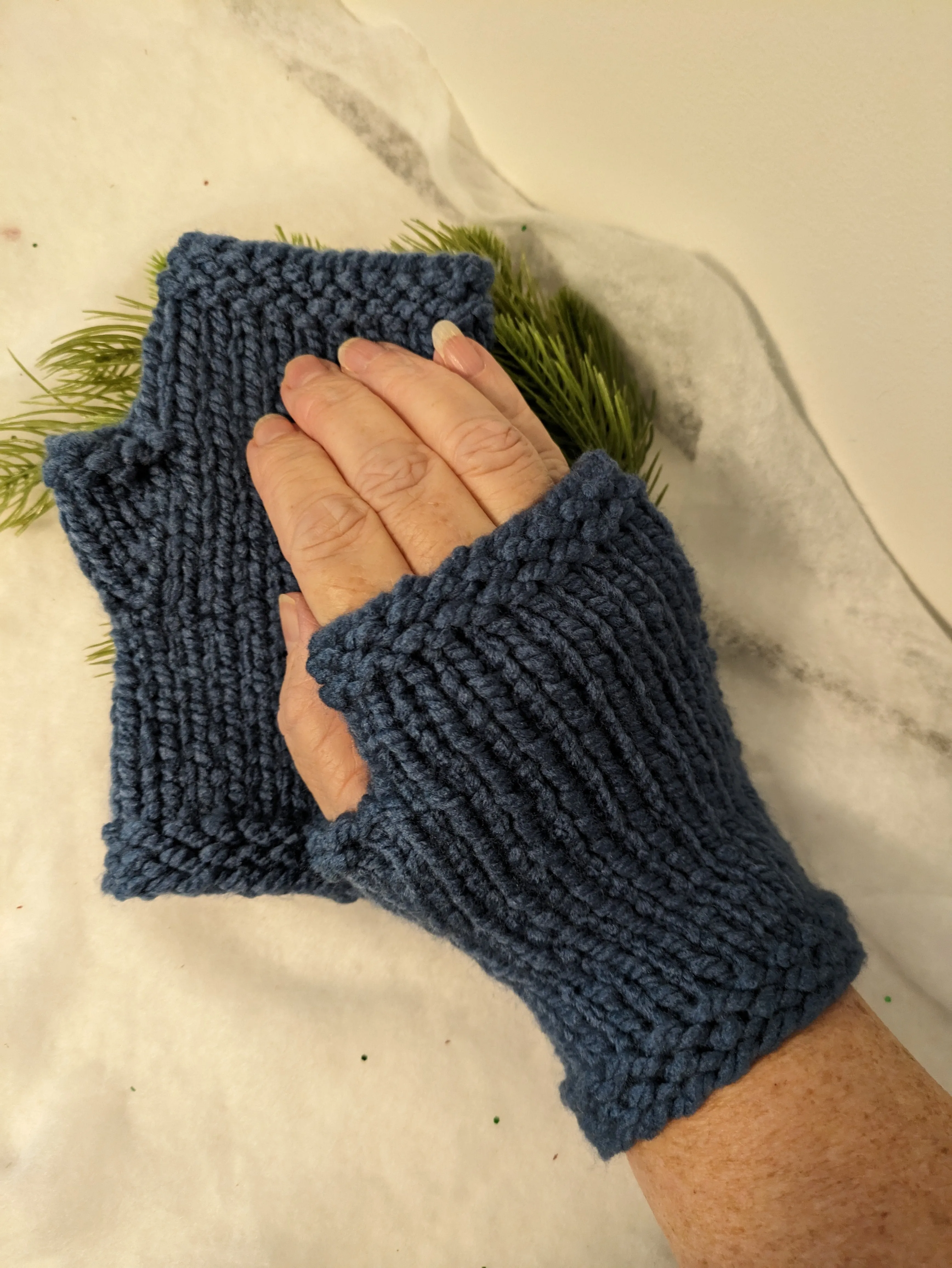 Fingerless Gloves - Denim - size (7")