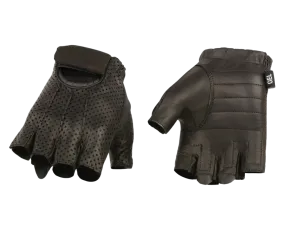 Fingerless Perforated Leather Riding Gloves