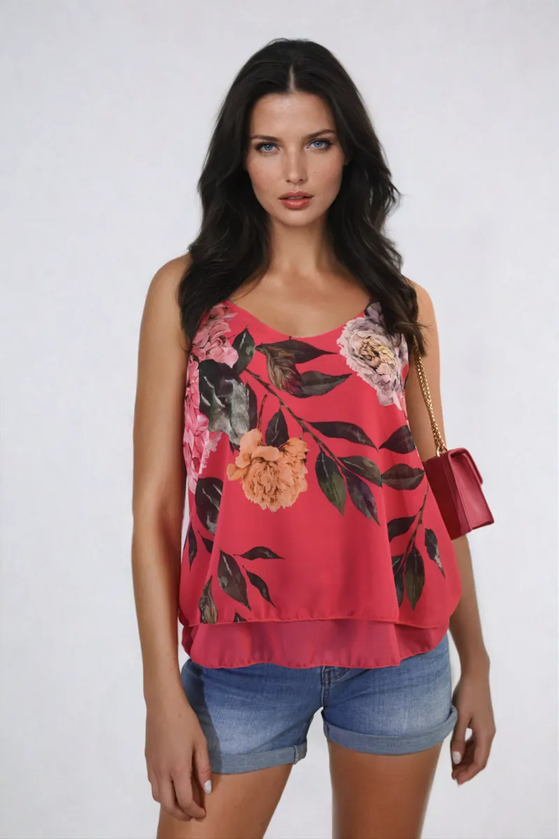 Floral Print Layered Cami Top