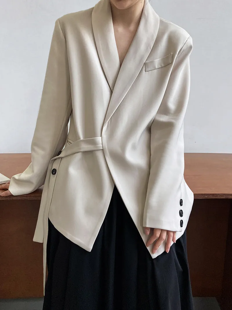 Flytonn-Fall Outfits Women Outwear Streetwear -women's outerwear women's coat Mandarin collar loose draped side tie suit