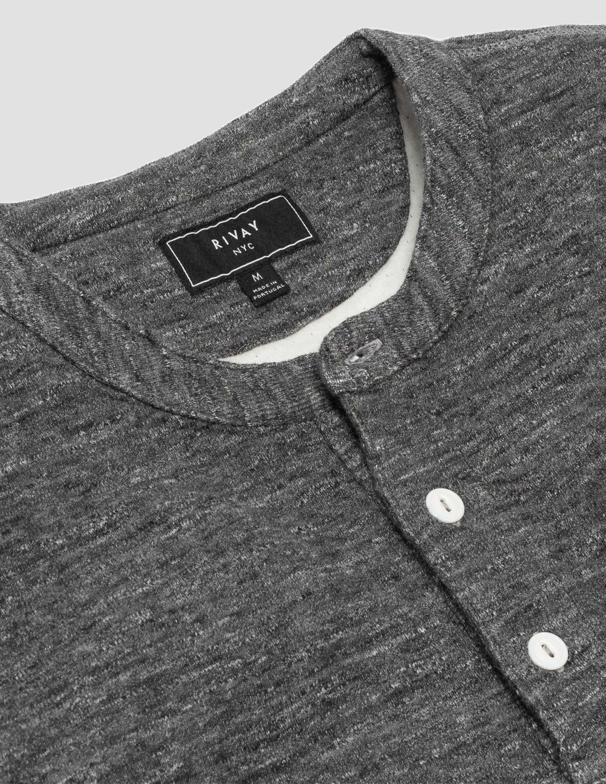 Ford Double Knit Henley in Charcoal