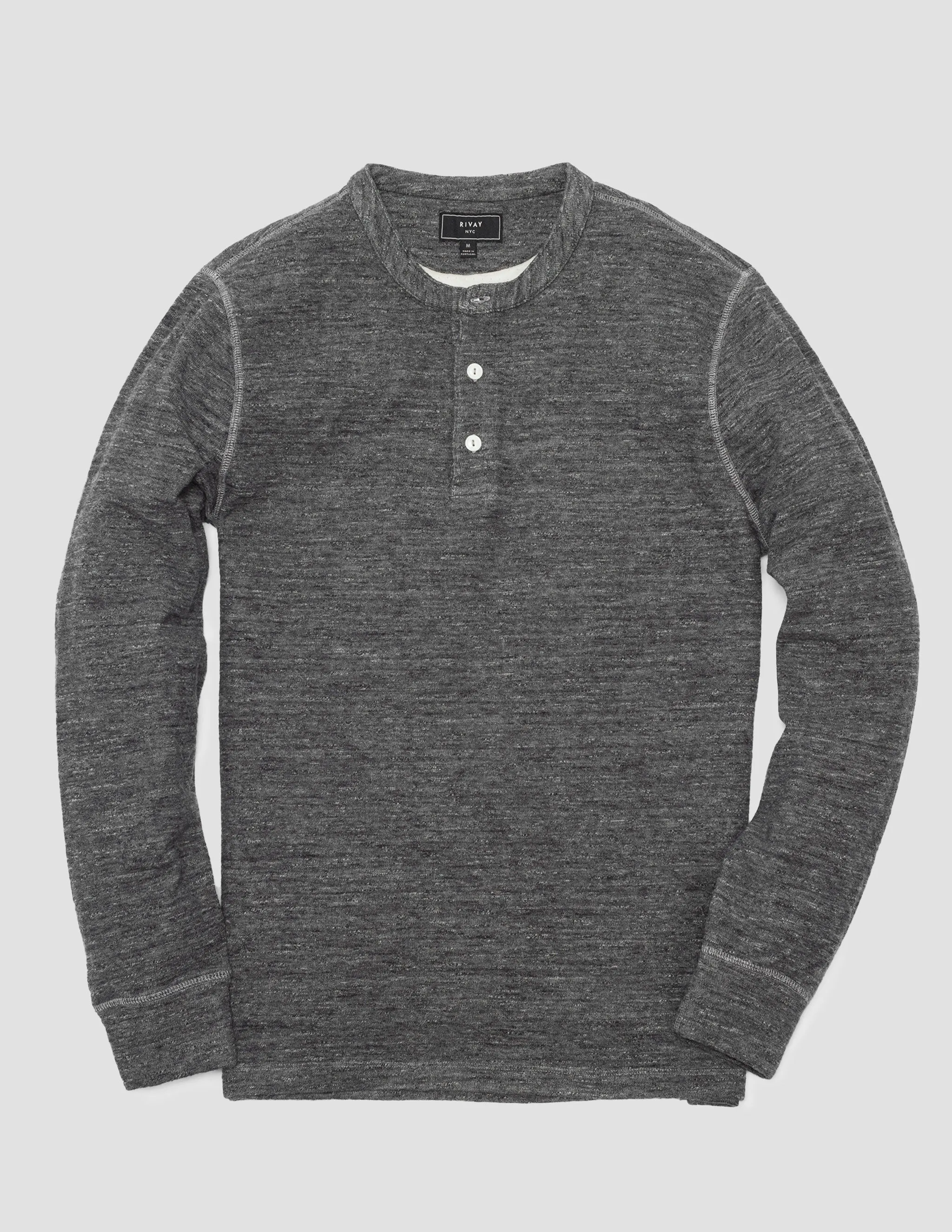 Ford Double Knit Henley in Charcoal