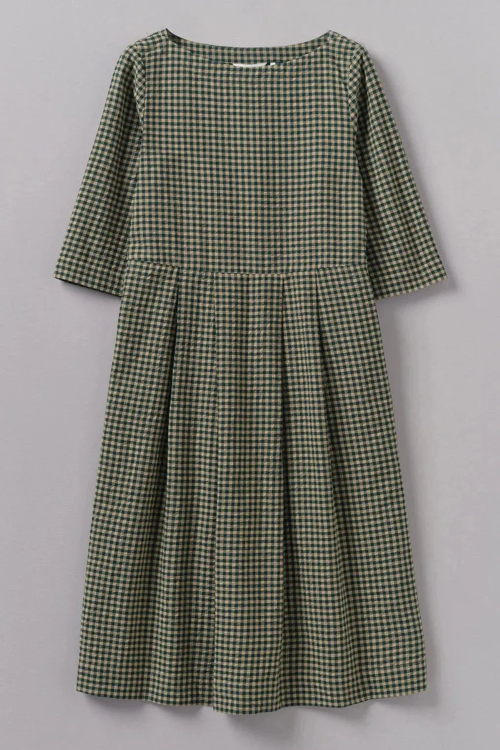 Franca Cotton Gingham Dress, Olive Green