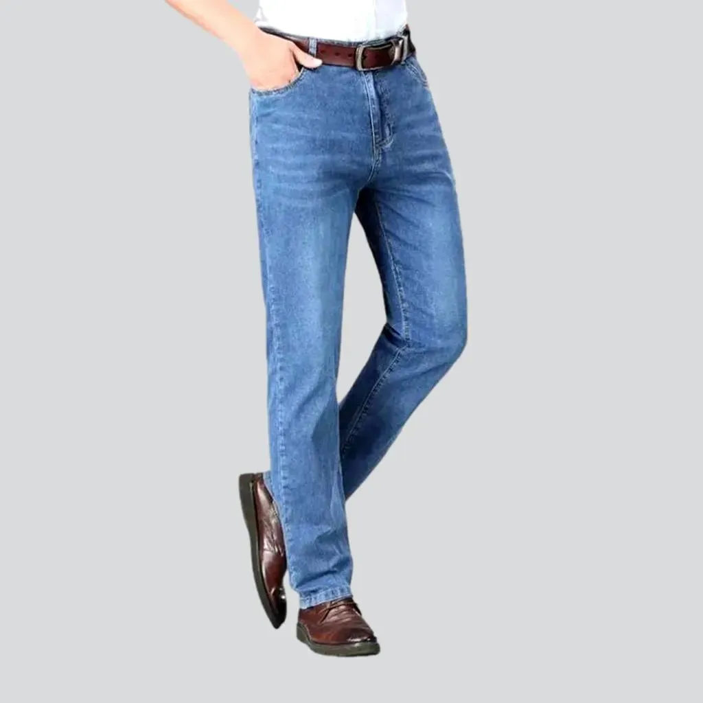 Furrowed tall men's waisted jeans