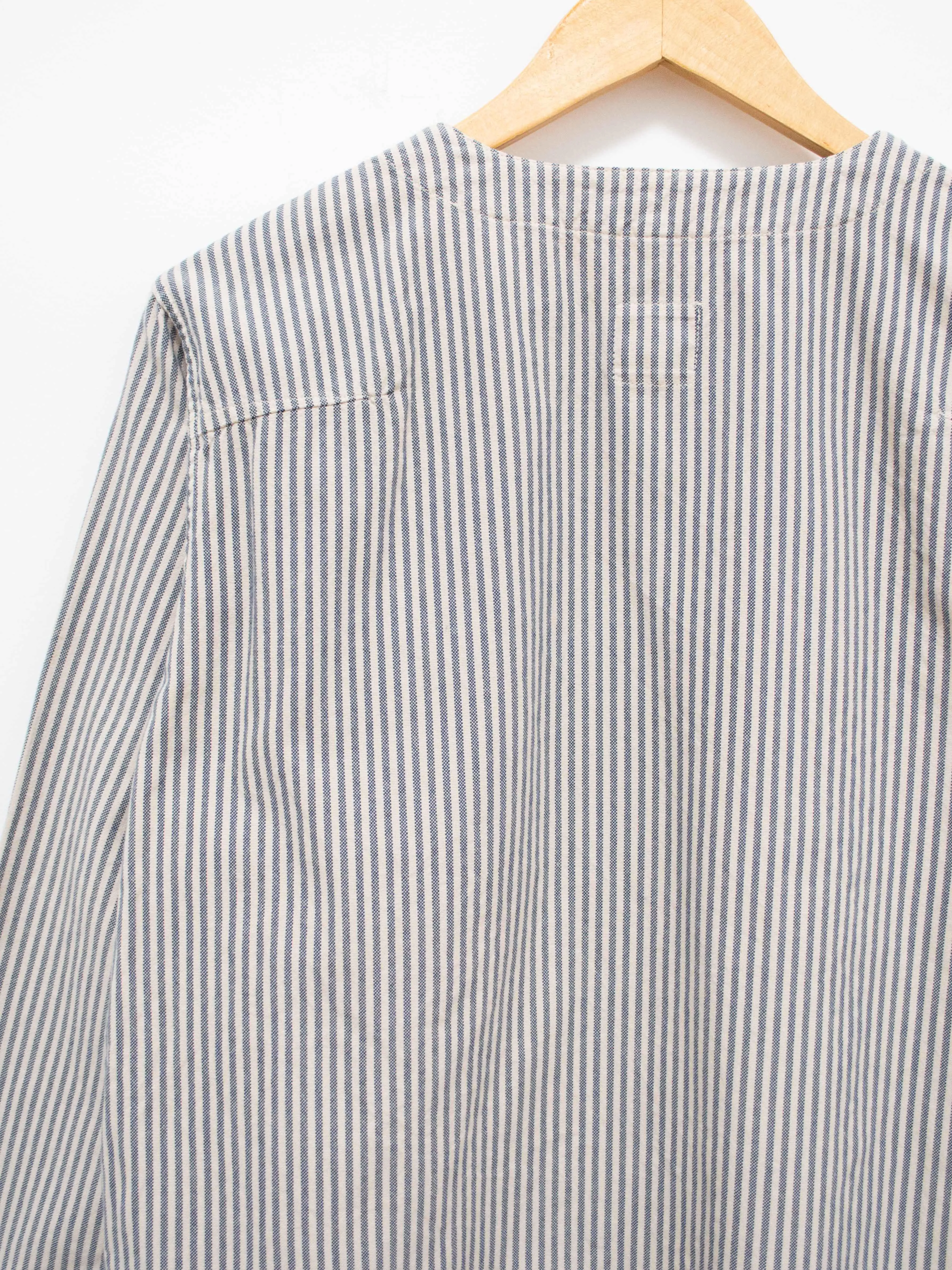 Garment Dyed Brushed Cotton Oxford Henley Shirt - Beige Stripe