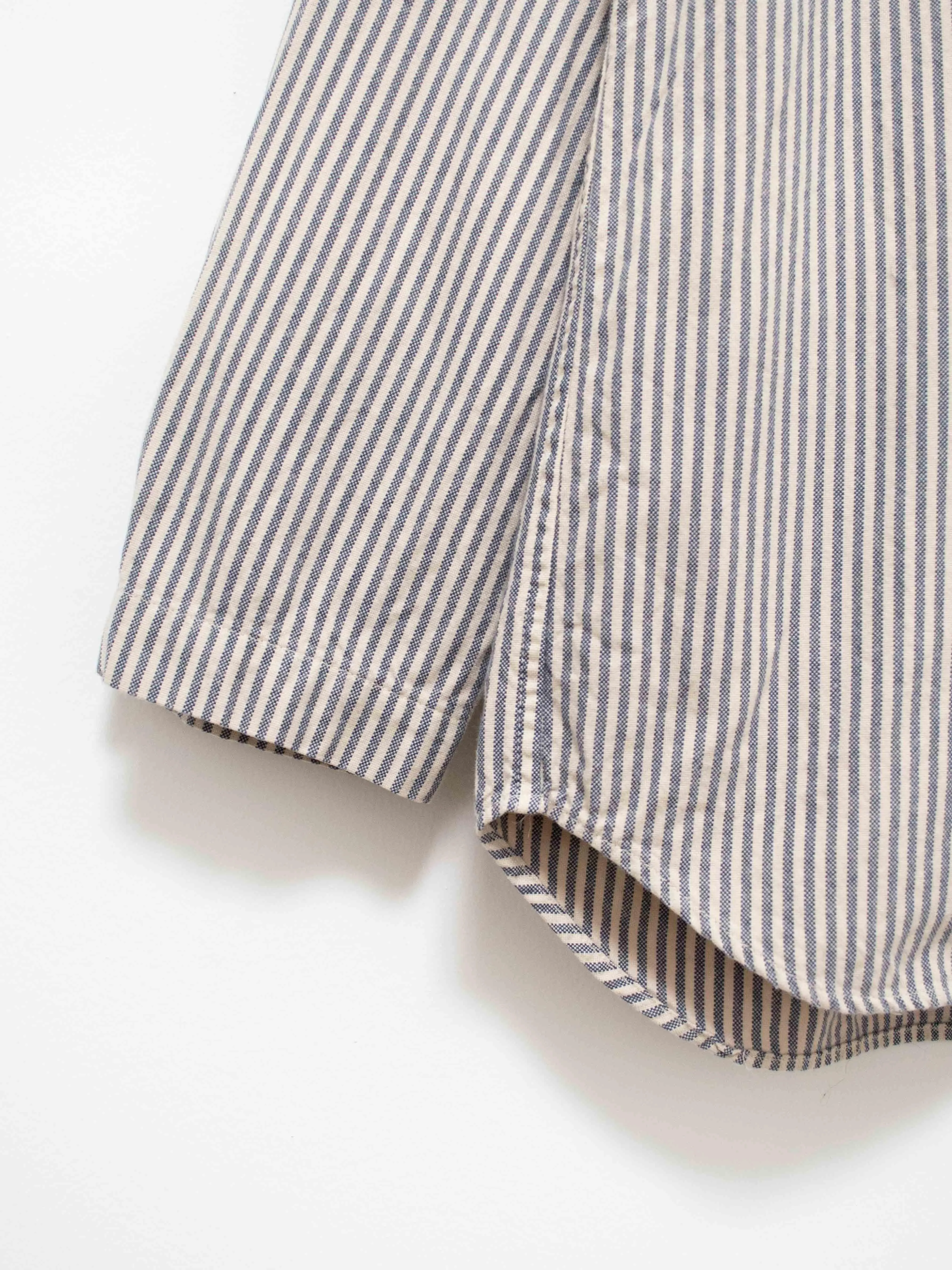 Garment Dyed Brushed Cotton Oxford Henley Shirt - Beige Stripe