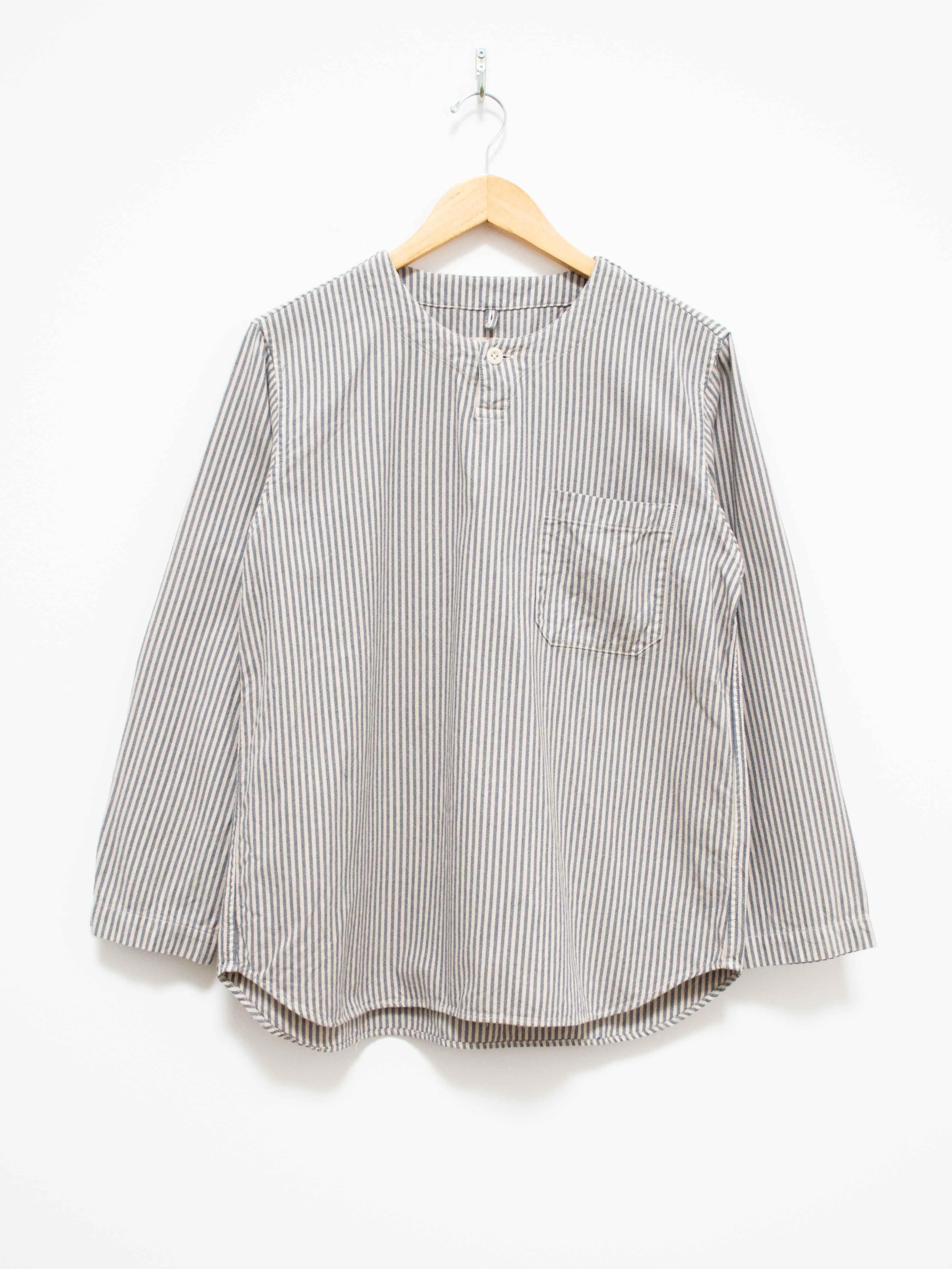 Garment Dyed Brushed Cotton Oxford Henley Shirt - Beige Stripe