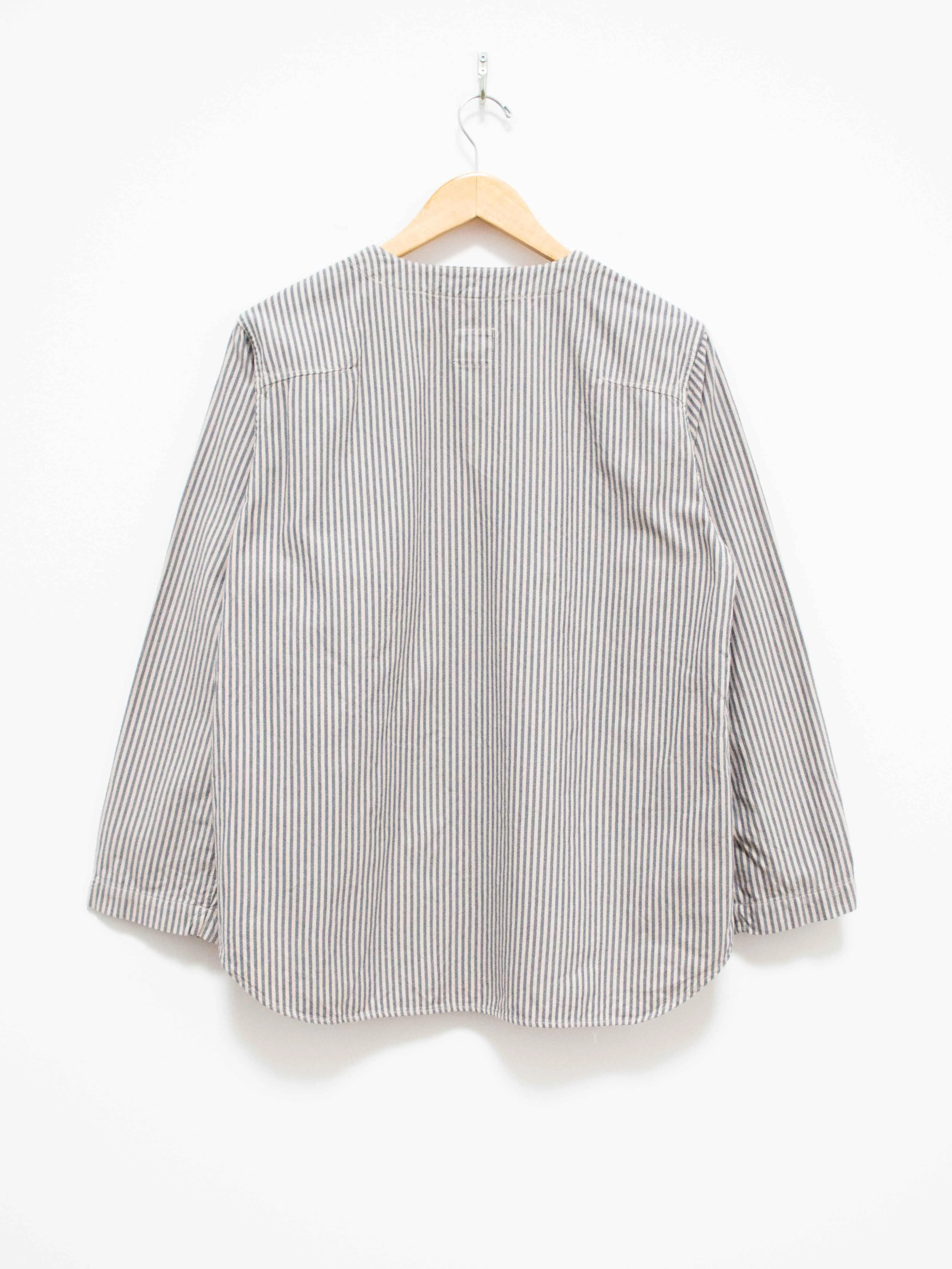 Garment Dyed Brushed Cotton Oxford Henley Shirt - Beige Stripe