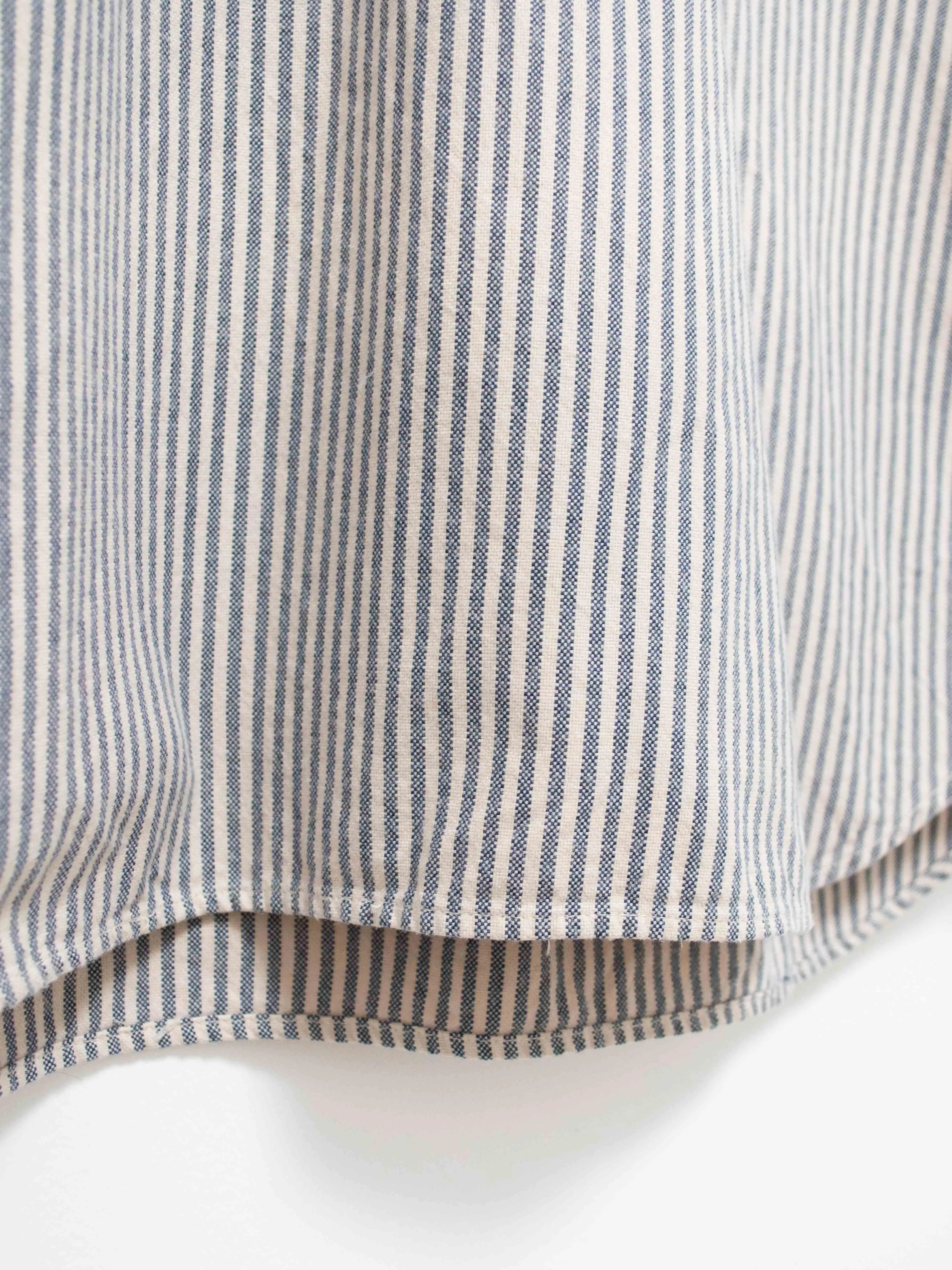 Garment Dyed Brushed Cotton Oxford Henley Shirt - Beige Stripe