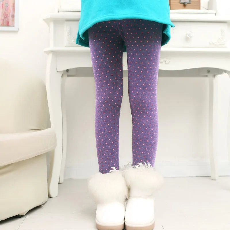 Girls Thermal Leggings - Gray Dot