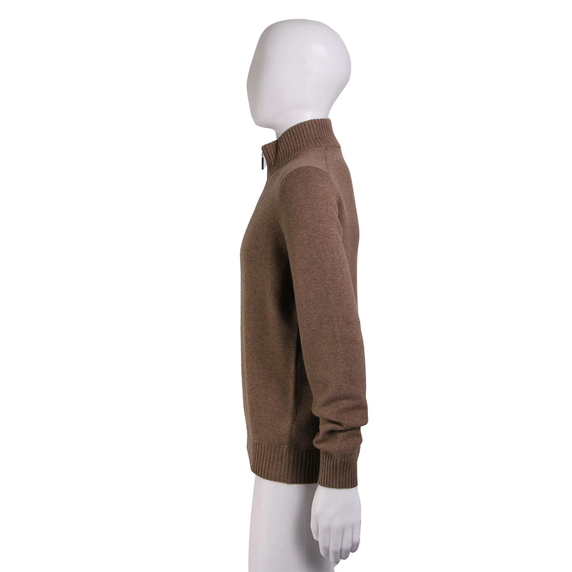 GRAN SASSO Cashmere/Wool Mock Neck 1/4 Zip Knit CAMEL