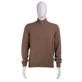 GRAN SASSO Cashmere/Wool Mock Neck 1/4 Zip Knit CAMEL