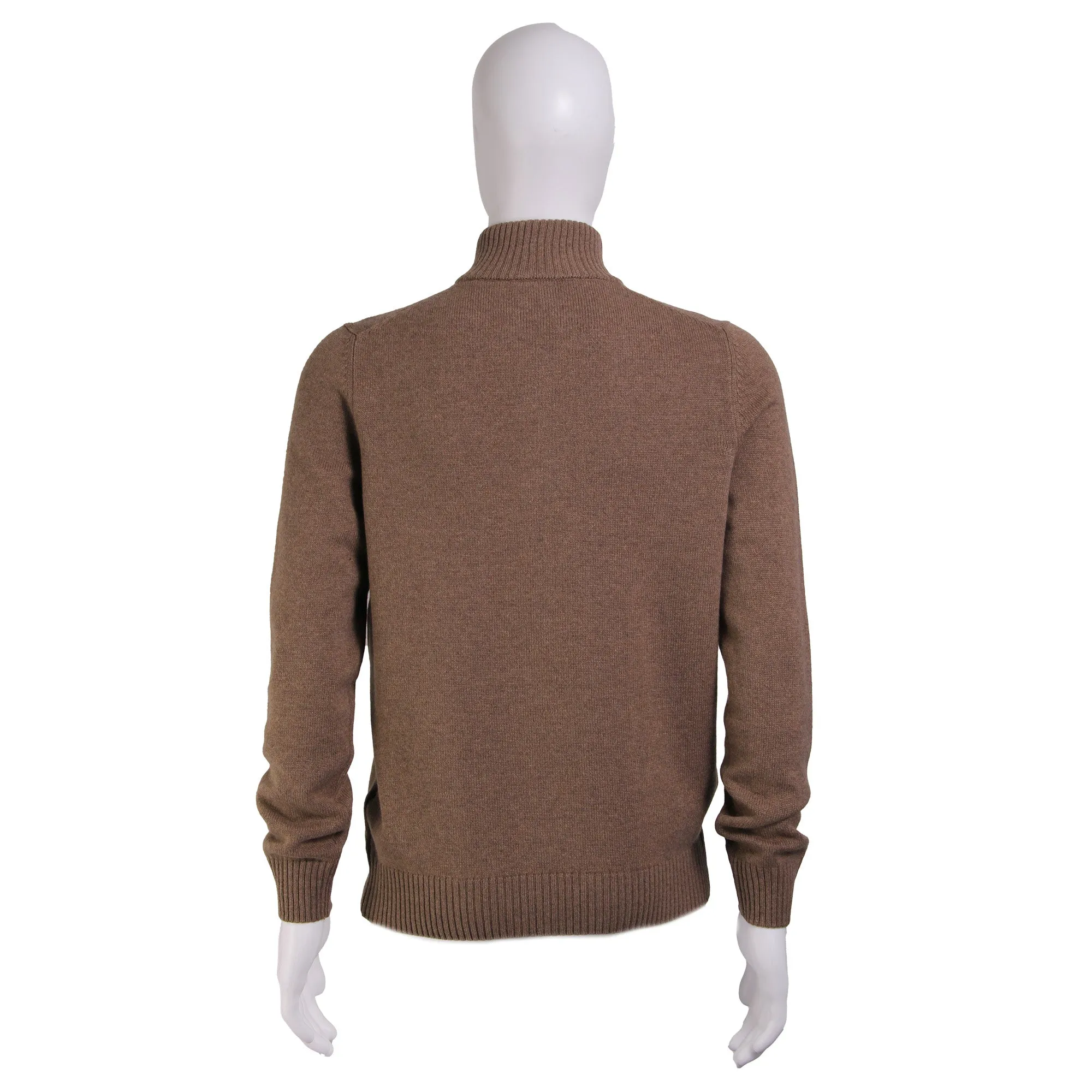 GRAN SASSO Cashmere/Wool Mock Neck 1/4 Zip Knit CAMEL