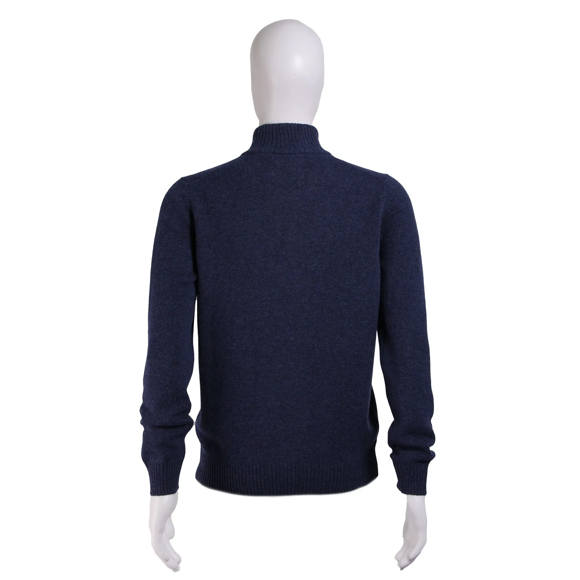 GRAN SASSO Cashmere/Wool Mock Neck 1/4 Zip Knit DENIM BLUE