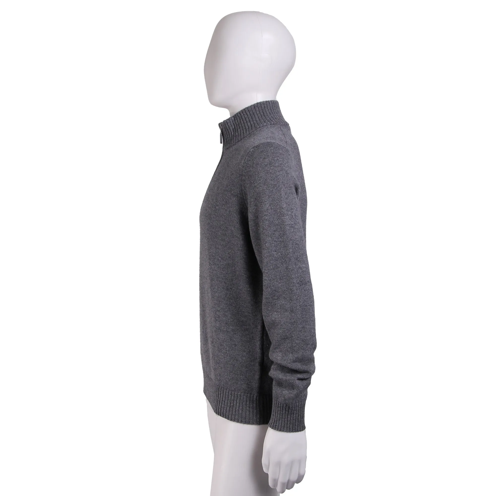 GRAN SASSO Cashmere/Wool Mock Neck 1/4 Zip Knit GREY