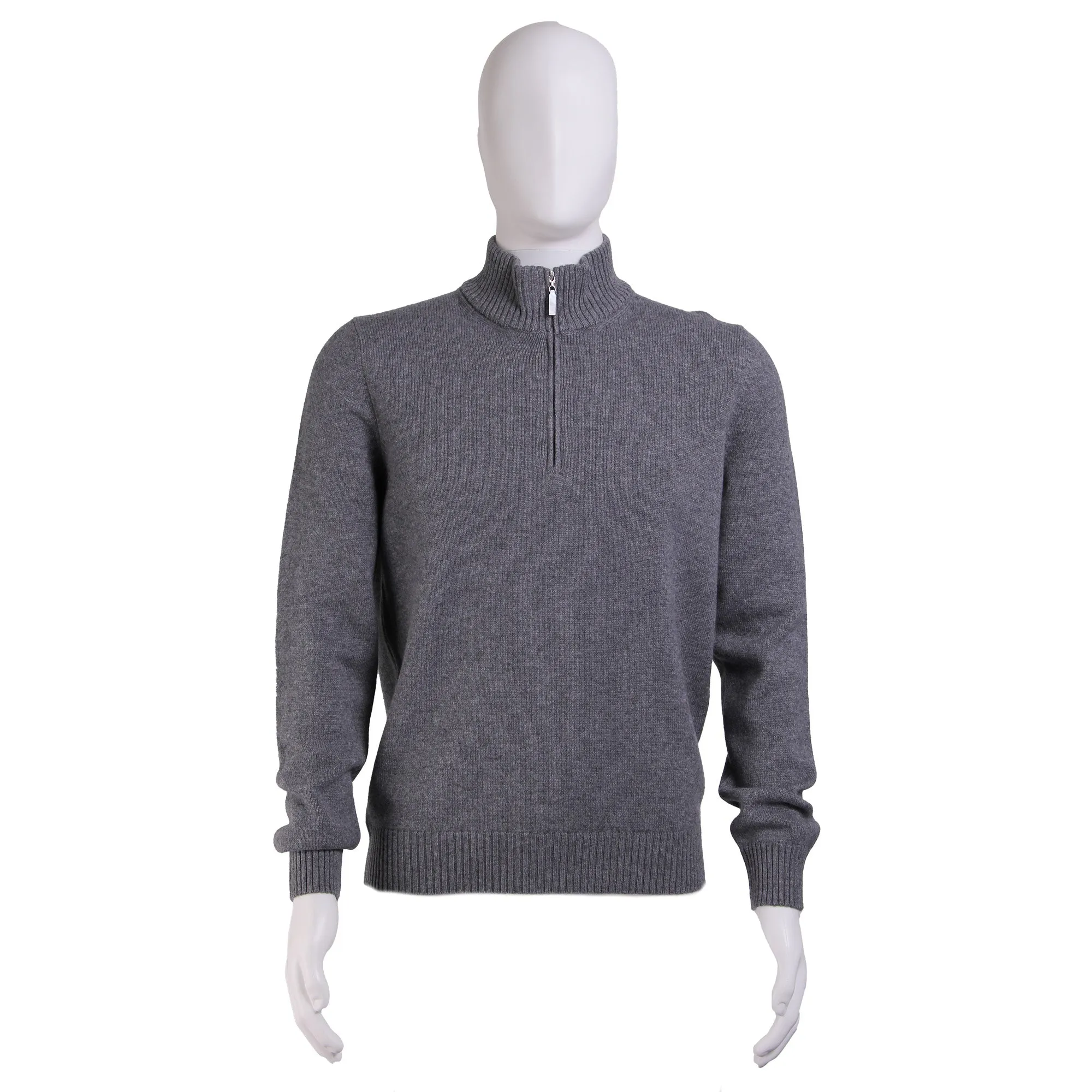 GRAN SASSO Cashmere/Wool Mock Neck 1/4 Zip Knit GREY