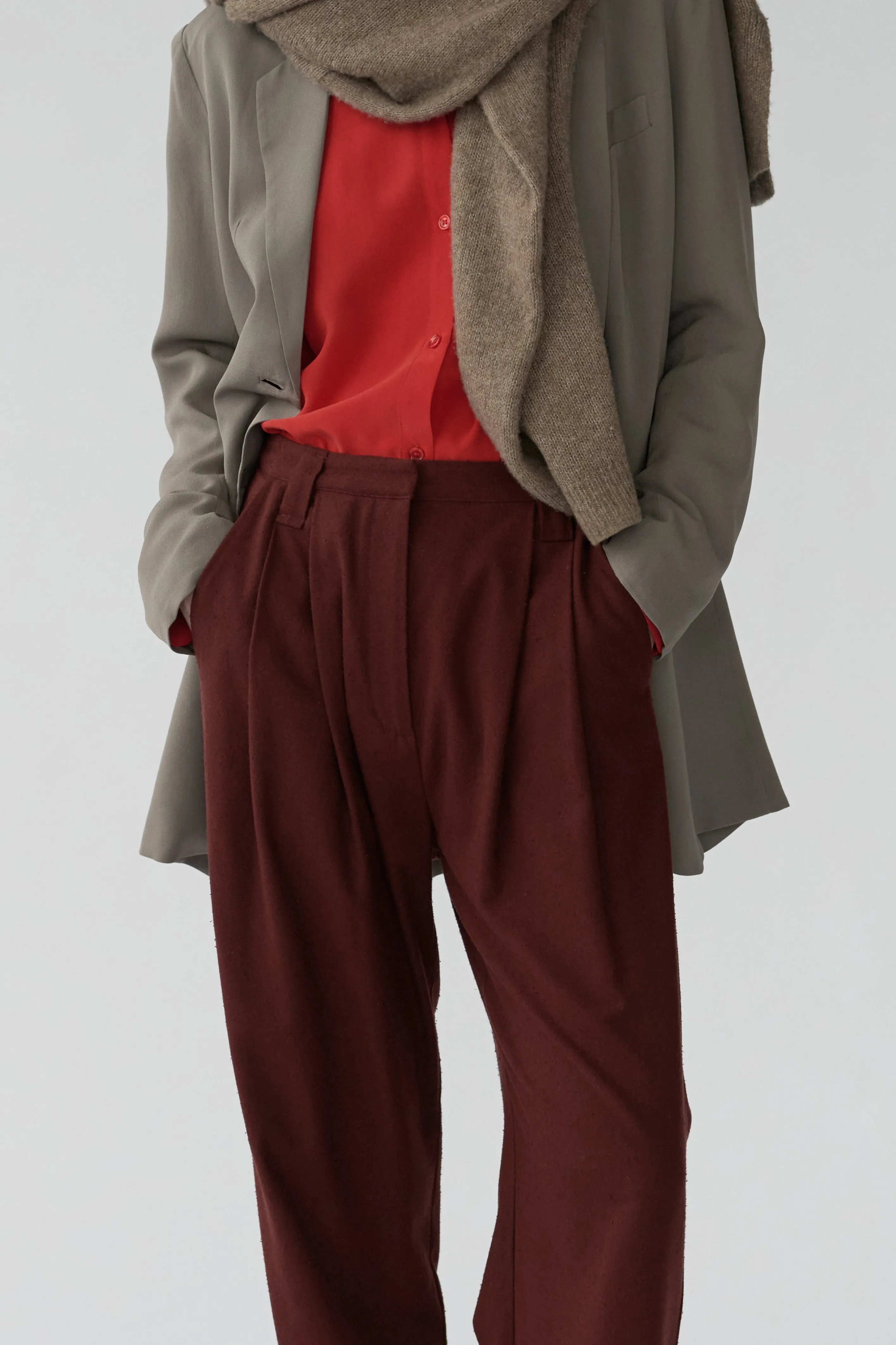 HARRY PANTS - BURGUNDY - RAW SILK