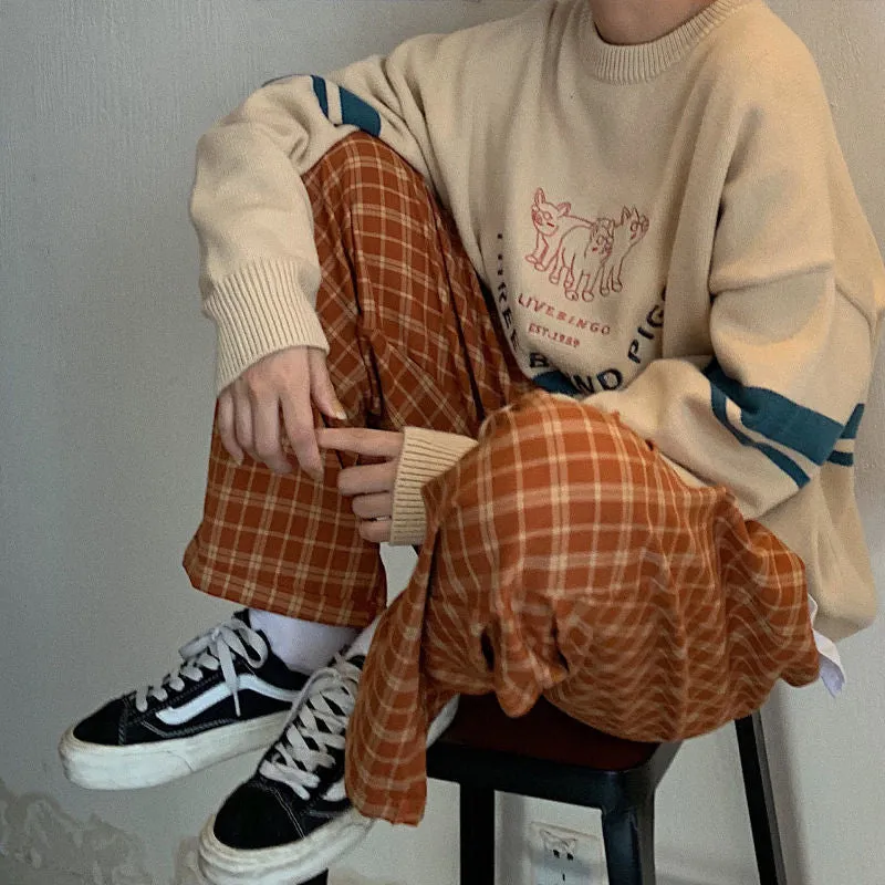 High Waist Wide Leg Plaid Pants