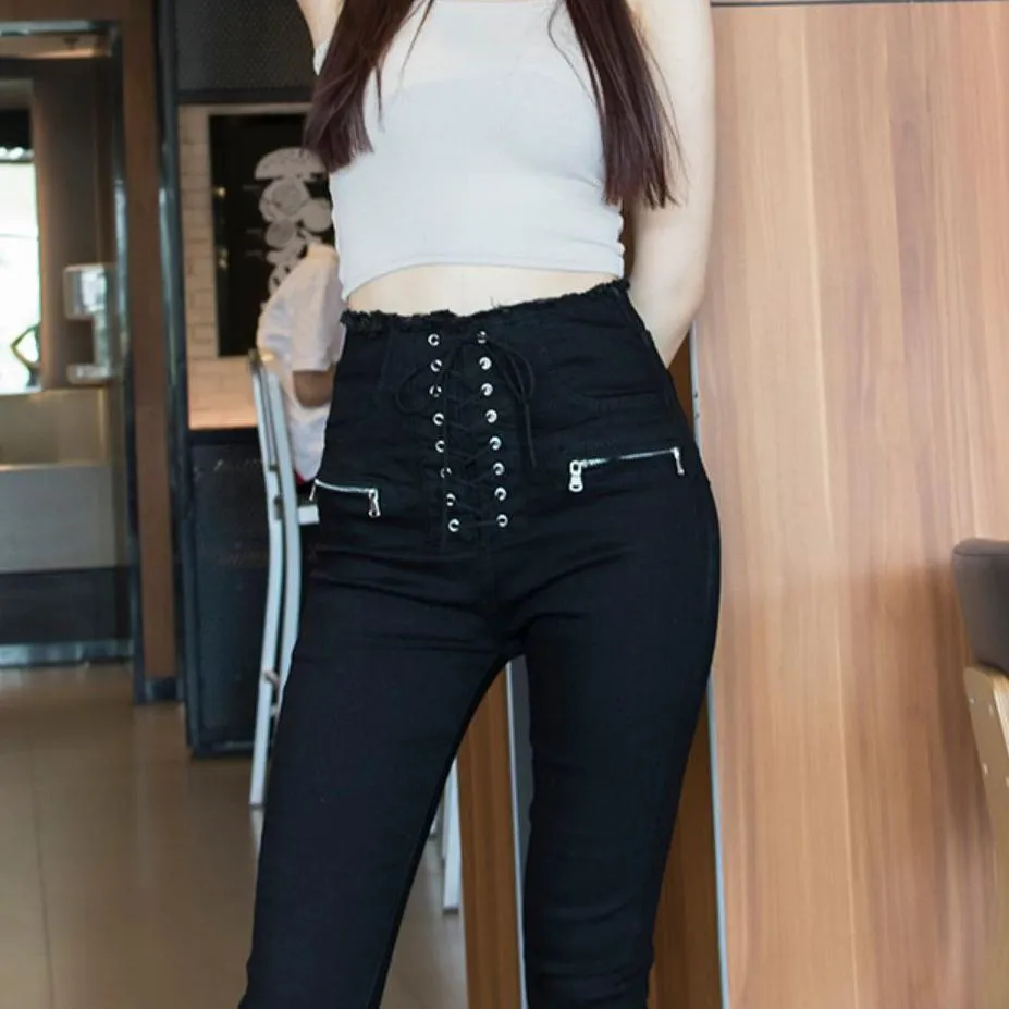 High Waist Zipper String Pants SD00307