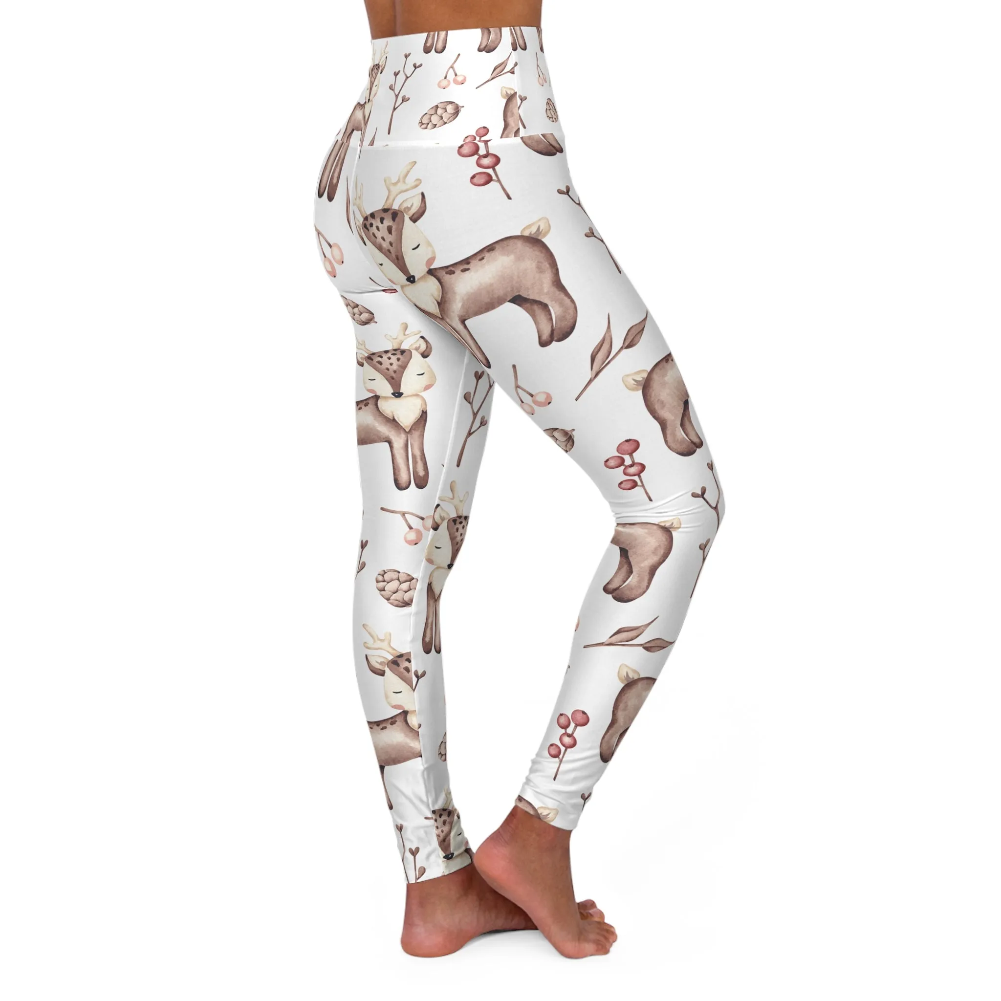 High Waisted Yoga Leggings, Deer