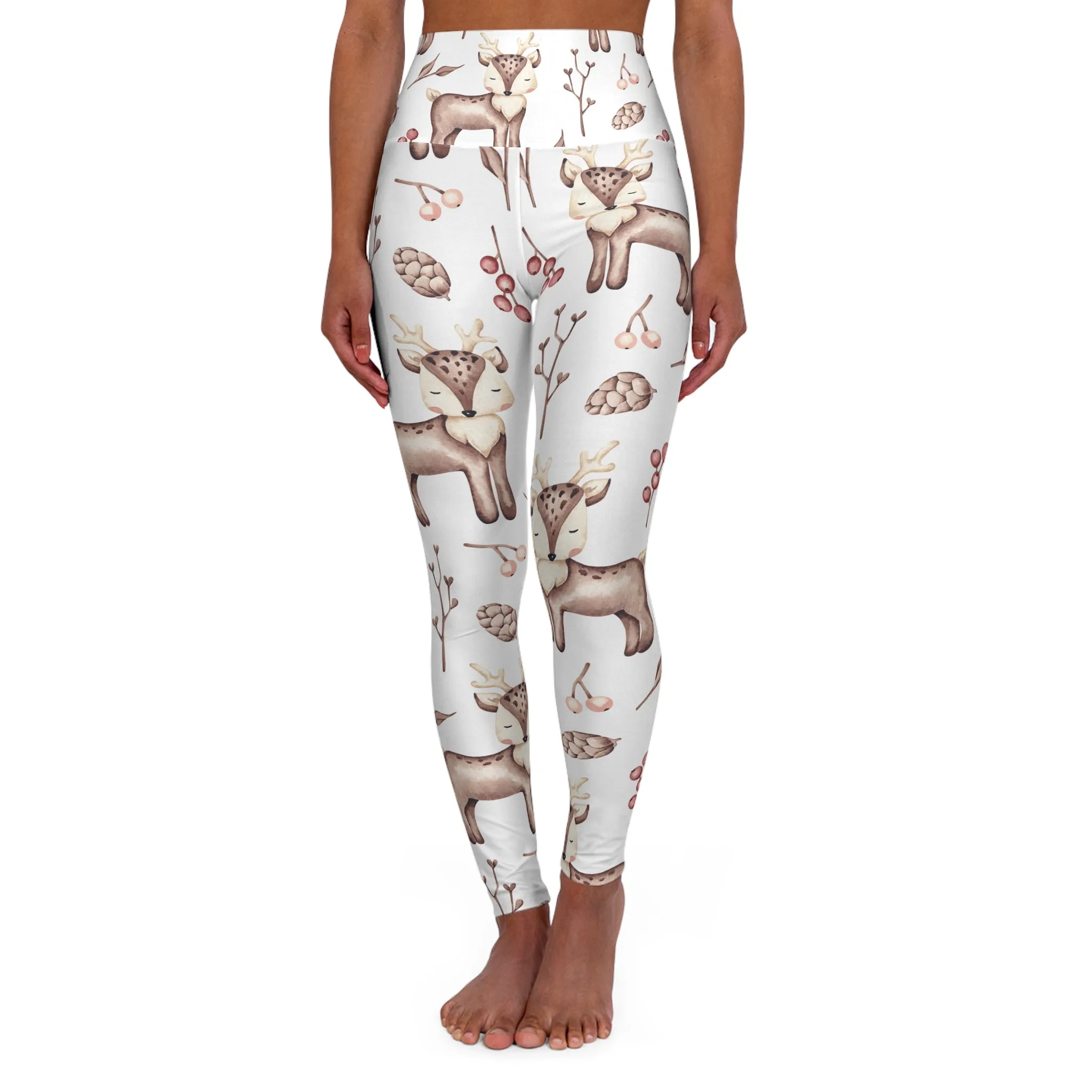 High Waisted Yoga Leggings, Deer