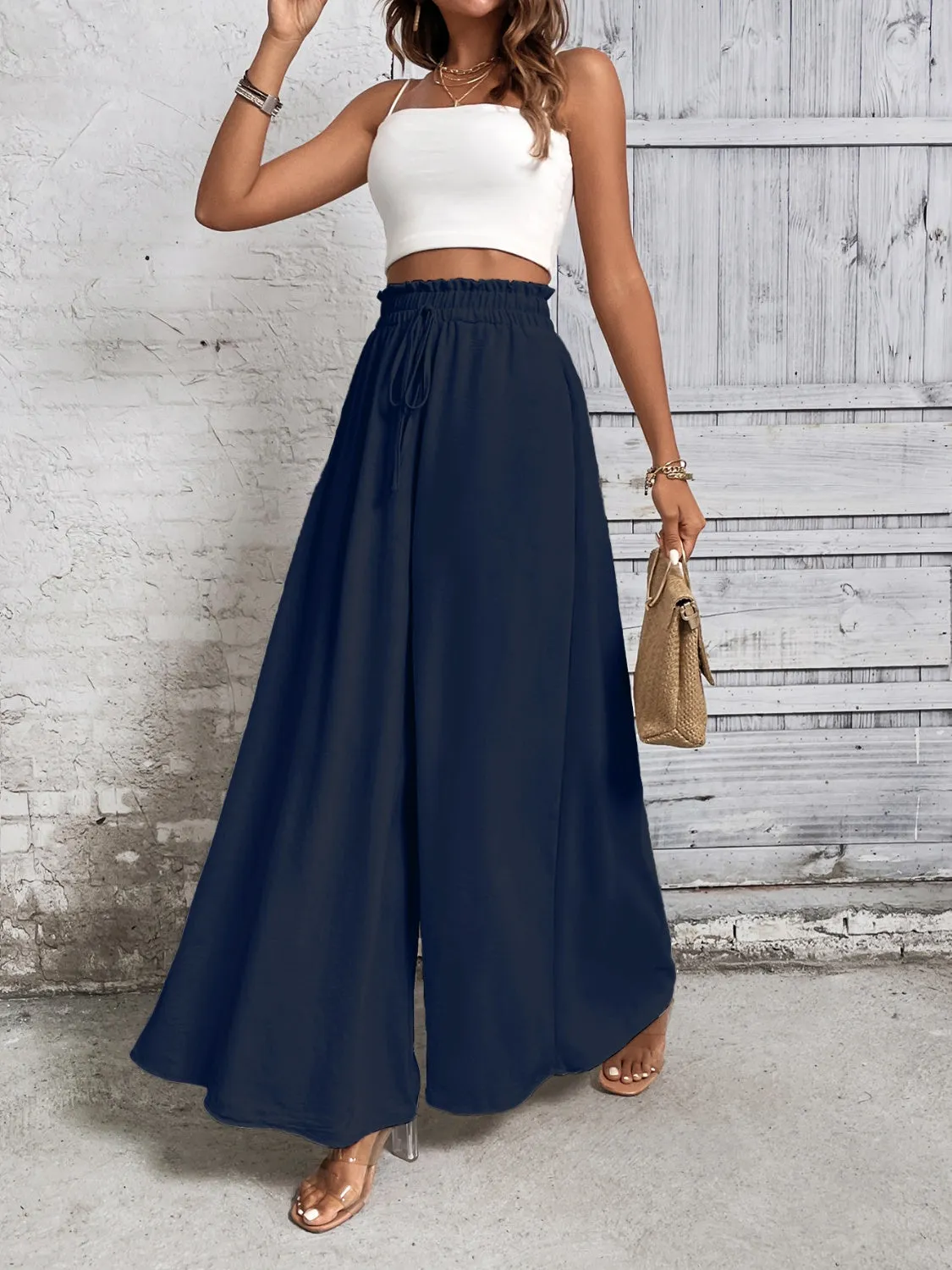 Honey Tied High Waist Wide Leg Pants