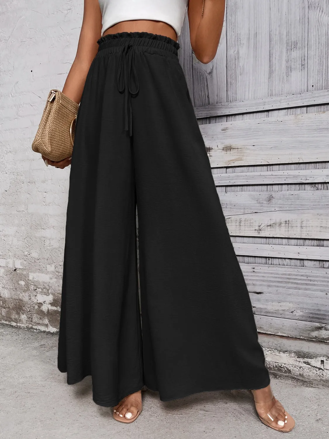 Honey Tied High Waist Wide Leg Pants