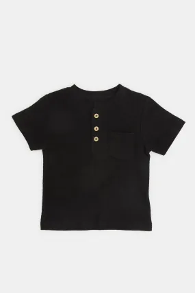 Infant Boys Black Jacquard T-Shirt