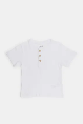 Infant Boys White Jacquard T-Shirt