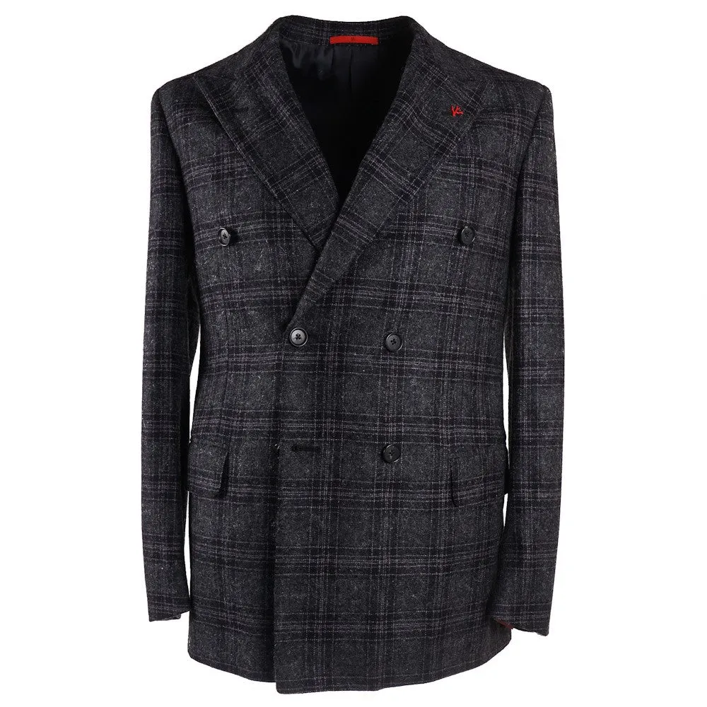 Isaia Gray and Black Check Sport Coat